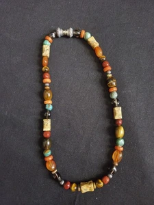 Carolyn Pollack 925 Silver Multi Stones Necklace 17” Long Magnetic - Picture 1 of 10