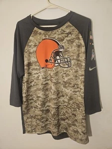 Cleveland BROWNS  Nike  Salute To Service 3/4 Sleeve T Shirt LARGE L  - Picture 1 of 8