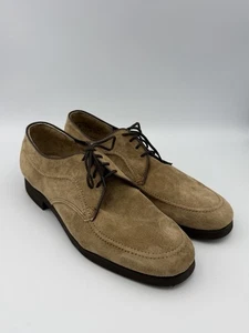 Vintage Hush Puppies hergestellt in den USA hellbraun Wildleder Mokassinnaht Derby Schuhe Herren 9M Vorbereitung - Bild 1 von 7