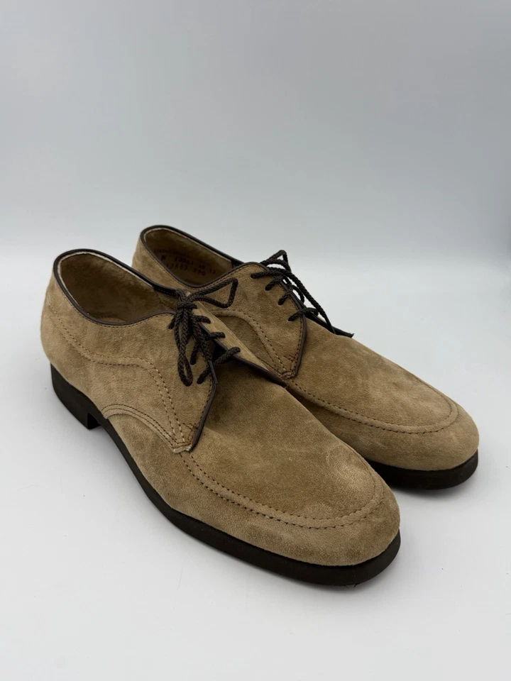 Zapatos Derby De Colección Hush Puppies Hechos en EE. UU. Gamuza Tostada Sin usar, en caja, Puntera Para Hombre 9M Preparación Foto 1 de 4