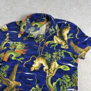 Rare Polo Ralph Lauren Shirt Men M Dragon Tiger Eagle Polo Vintage Graphic Shirt - Picture 1 of 8