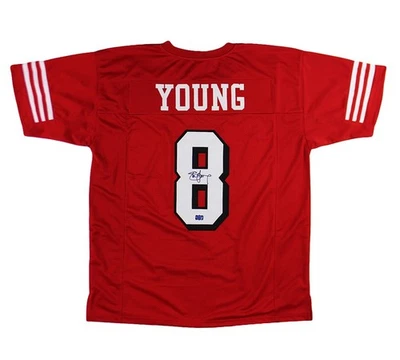 Camiseta deportiva autografiada por Steve Young de los 49ers de San Francisco roja Radtke certificado de autenticidad Foto 1 de 4
