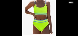 Women's Bikini Sets Two Piece Swimsuits Color Block Cheeky High Cut BathingSuits - Picture 1 of 5