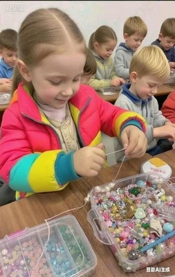 500g Beads + Elastics + Needles Huge Job Lot Craft Jewellery Making Parties - Image 1 of 4