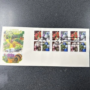 FDC Garden Flowers Booklet Of 12 Stamps Panda Cachets Cover  - Picture 1 of 1