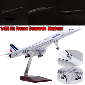 19.7 inch Air France Concorde Resin Airplane Model Home Decor w/ LED Light Wheel - Picture 1 of 23