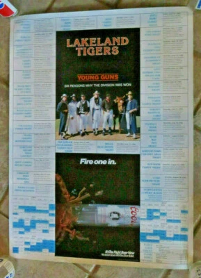 1989 Lakeland Tigers Detroit Minor League Baseball Schedule Poster Coors Beer - Image 1 of 4