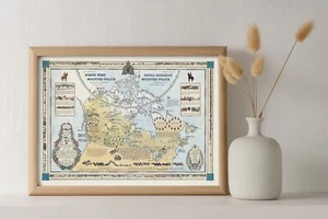 North West Royal Canadian Mounted Police Military Map 11x15 in. Wall Art Print - Picture 1 of 4