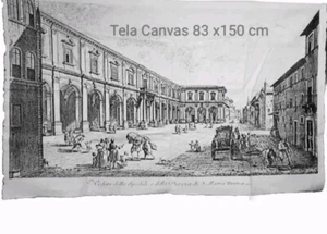 VEDUTA SPEDALE P.za S. MARIA NUOVA Firenze. Zocchi incisione Su Tela Tipo Arazzo - Foto 1 di 9