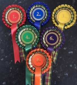 1°-6° Rosette Tartan Giallo 2 Livelli Grandi Centri 68mm *POSTA GRATUITA* - Foto 1 di 2