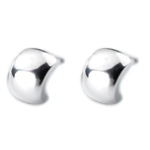 Orecchini A Perno A Cupola In Argento Sterling Lucido E Liscio A Mezza Hoops - Foto 1 di 14