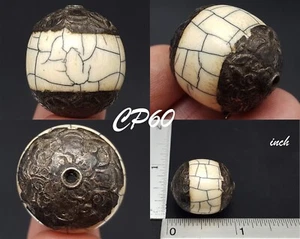 Muy Antiguo Barril Gorra Sagrada Tibetana Cáscara Bandas de Plata #CP60 - Imagen 1 de 8