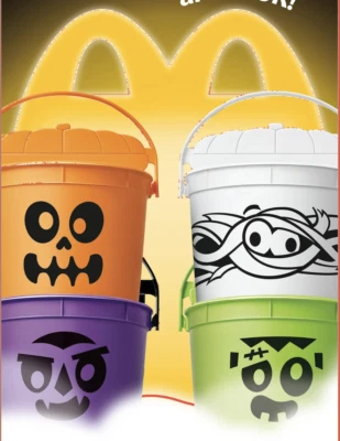 2023 McDONALD'S Halloween Bucket Pail Classic Boo Buckets HAPPY MEAL TOYS or Set - Image 1 of 3