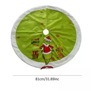 NEW Grinch's Christmas Tree Skirt Family Dinner Base Skirt Party 81*81cm Decors - Picture 1 of 4