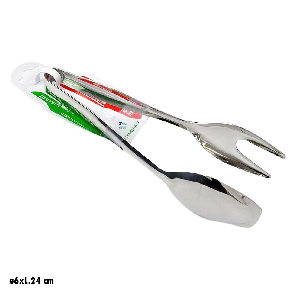PINZA MOLLA SERVIRE CUCCHIAO E FORCHETTA ACCIAIO INOX PER INSALATA  ART.9718 - Immagine 1 di 1