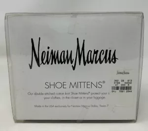 Newman Marcus Set of 2 Shoe Mittens Double Stitch Cotton Knit Black Beige NIB - Picture 1 of 6