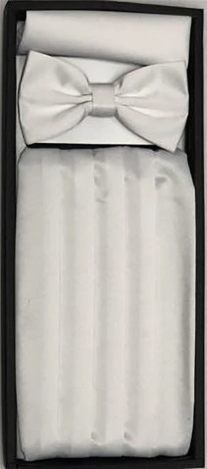 BERLIONI 男式 FORMAL CUMMERBUND HANKY 套装 TUXEDO 4-PLEAT 软缎饰面 — 第 1/1 张图片