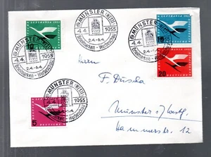 Bund 1955 Satz 205/08 Flugpostmarken luxus gebraucht auf Umschlag Munster Briefm - Picture 1 of 2