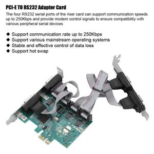 PCIe Adapter 4-port RS232 Serial Port Card 4 Independent 9-pin Serial Standard - Photo 1/12