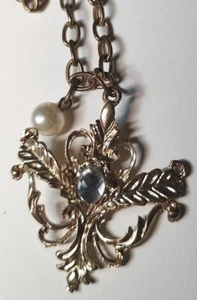 Art Nouveau Vtg Gold Tone Necklace Statement Great Gatsby Inspired 18" Chain - Picture 1 of 6