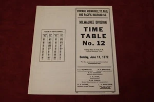 Chicago Milwaukee St Paul and Pacific Railroad Employee TimeTable, 1972 - Picture 1 of 4