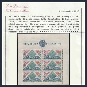 1952 Foglietto Giornata Filatelica San Marino Riccione n. 14 Nuovo GI MNH Fiori - Foto 1 di 4