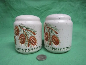 Great Smoky Mts Pinecone Salt and Pepper Shakers Stoneware - Picture 1 of 5