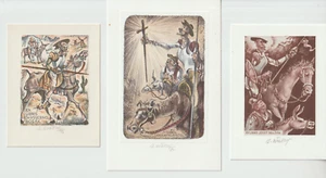 Colección 3 litografía a color original exlibris "Don Quijote" de KRATKY BOHUMIL - Imagen 1 de 1