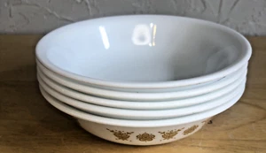 Corelle BUTTERFLY GOLD 5.5" Berry Bowls Dessert Bowls GLASS Set of 5 - Picture 1 of 11