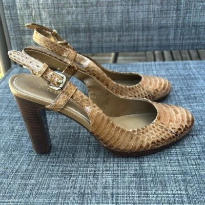 Tacón de madera vintage Lauren Ralph Lauren color cocodrilo tostado/estampado animal Foto 1 de 4