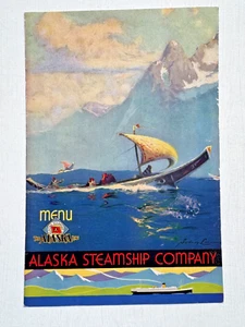 1934 Alaska Steamship Company Dinner Menu SS Alaska- Colorful Cover Image - Picture 1 of 4