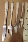 Silverplate Odd Lot: Viceroy, Avon, Community. 4 Pieces Total. Forks & B Knife