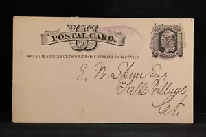 Ct: Cartolina postale Lime Rock 1874, viola ovale Litchfield County annullamento, DPO - Foto 1 di 2