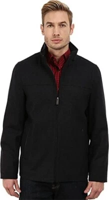 NWT Perry Ellis Portfolio Men's Open Bottom Pea Coat Charcoal Size S $180 7C017 - Image 1 of 2