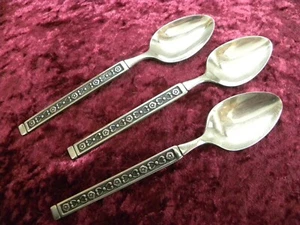 HACIENDA Black Accent 3 Teaspoons Gorham G Stainless NICE - Picture 1 of 3