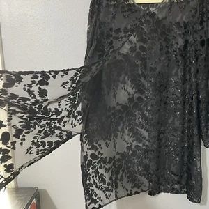 Vintage Damen Strickjacke transparent Burnout Samt Whimsigoth Witchy Grunge Jacke Oberteil XL* - Bild 1 von 19