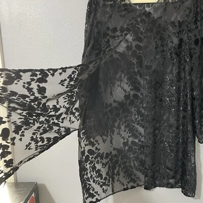 Cárdigan Para Mujer De Colección Transparente Burnout Terciopelo Capricho Bruja Grunge Chaqueta Top XL* Foto 1 de 4