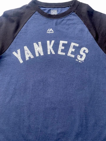 Majestic Cooperstown NY Yankees Mattingly T-Shirt Mens S Small Raglan Blue Black Cover