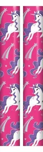 6m Children's Gift Wrapping Paper Roll 2x3m Birthday Unicorns Shooting Stars - Picture 1 of 1