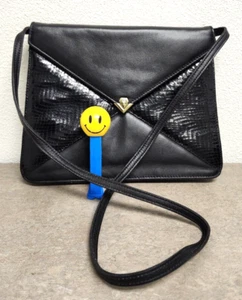 VTG Etienne Aigner Purse Black Snake Leather Envelope Clutch w/Shoulder Strap - Picture 1 of 14