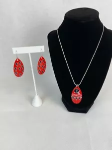 NFL Atlanta Falcons Vintage Teardrop Spinner Earrings & Necklace Set - Picture 1 of 1