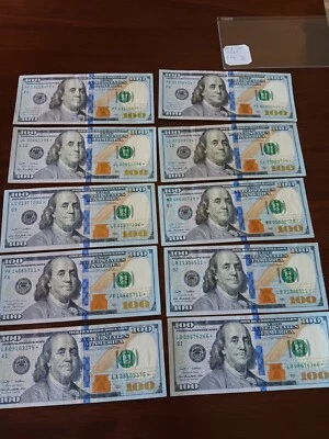 Lot 10x Star Note One Hundred ($1000) Dollar Bills Real U.S. Money. Normal Cash - Image 1 of 4