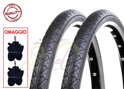 DEESTONE 2 COPERTONI SLICK + 2 CAMERE BICI 26 X 1.40 (37-559) PNEUMATICI MTB STRADA