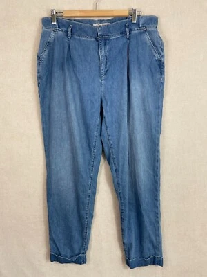 Pantalones Mavi Jeans Mujer 32 Azul Claro Cambray Pierna Puños Bolsa de Papel Cintura Foto 1 de 4