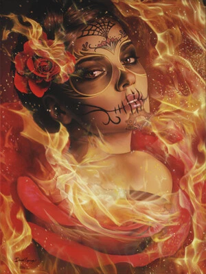 Burning Desire Daniel Esparza Art Canvas Giclee Woman Dia de Muertos Day of Dead - Image 1 of 3