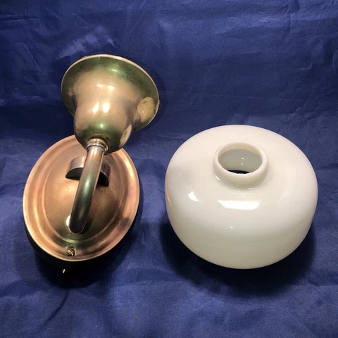 Single Antique Brass Wall Sconce Fixture Art Deco Slip Shade 71A Cover