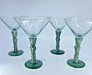 Juego de 4 vasos Martini de cerámica de vidrio soplado a mano Mondo Martini Farm raro - Imagen 1 de 23