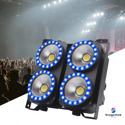 4 Eye LED Cob Blinder 2in1 400W DMX DJ Stage Audience Light with RGB LED Circle - Image 1 of 4