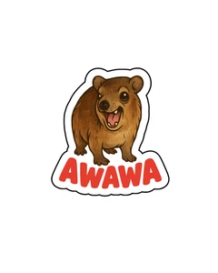 Hyrax AWAWA Retro Meme individueller gestanzter Vinyl-Aufkleber 3,5 x 2,5 - Bild 1 von 1