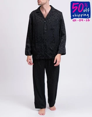 PVP €823 ROPA INTERIOR MOSCHINO Conjunto de Pijama Talla XS Mezcla de Seda Negro Patrón Leopardo Foto 1 de 4